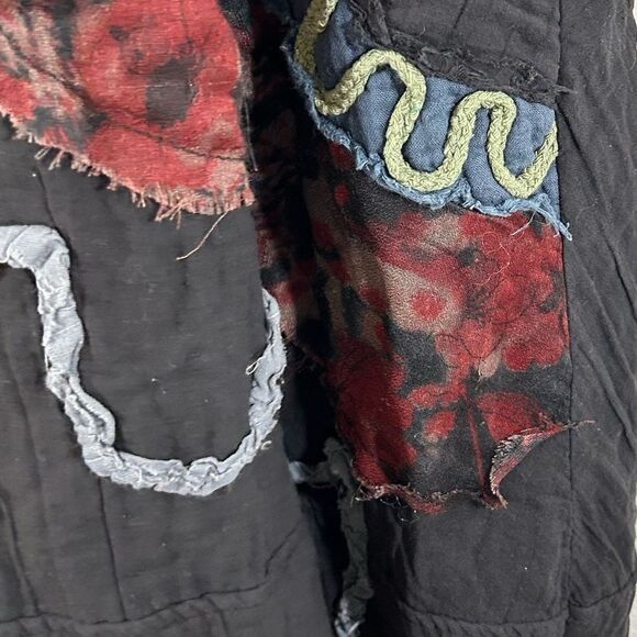 PEACOCK WAYS Ladies Tunic Black One Size Lagenlook Artsy Art To Wear Boho Casual - Picture 3 of 12